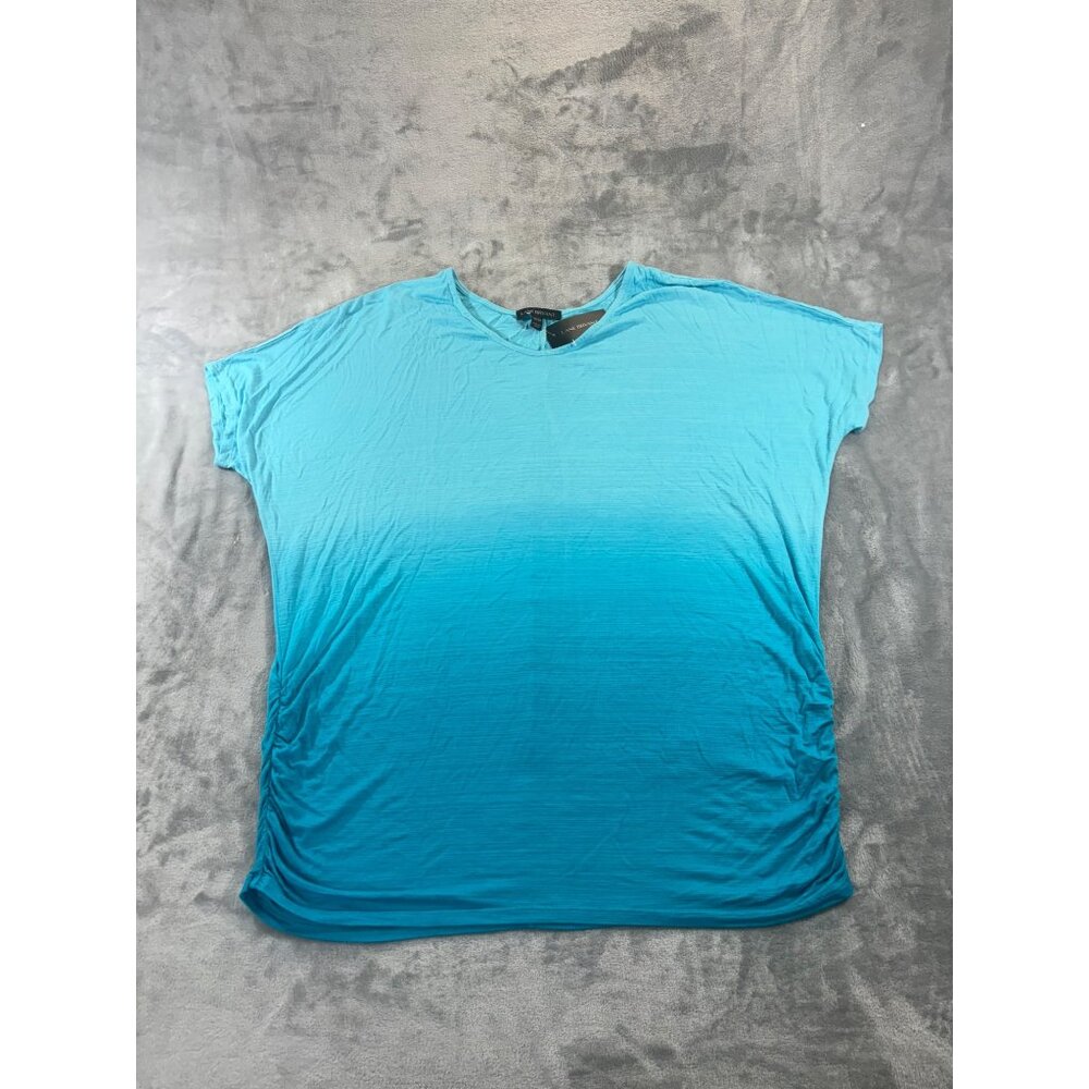 Lane Bryant Blouse Women's 14/16 Blue Ombre rusched top NWT